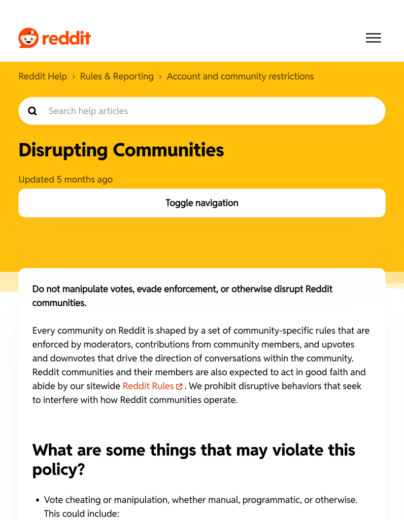 reddit vote manipulation rules